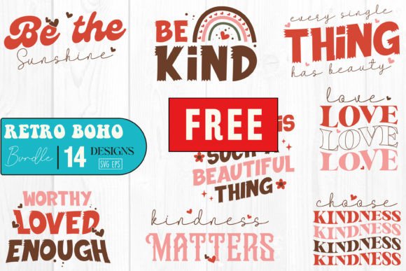 Free Retro Boho Bundle SVG Designs for Crafts Graphics