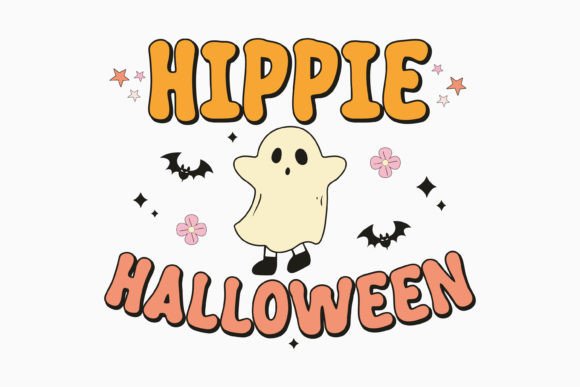 Hippie Halloween Retro Graphics for Crafts
