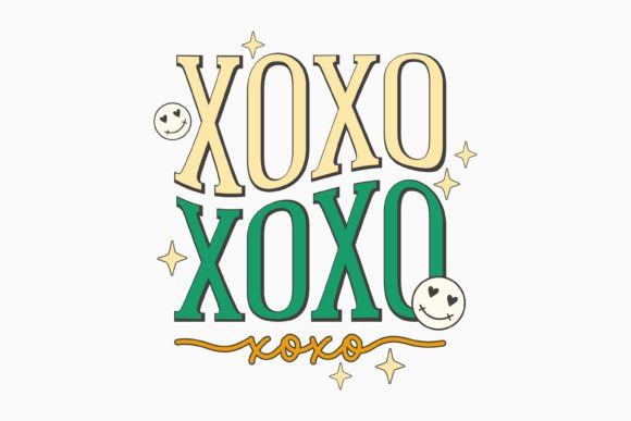 Retro Valentine’s Day SVG Design XOXO for Graphics & Crafts